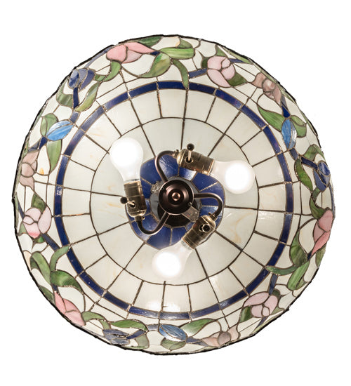 Three Light Pendant from the Rose Vine collection in Mahogany Bronze finish