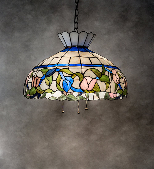Three Light Pendant from the Rose Vine collection in Mahogany Bronze finish