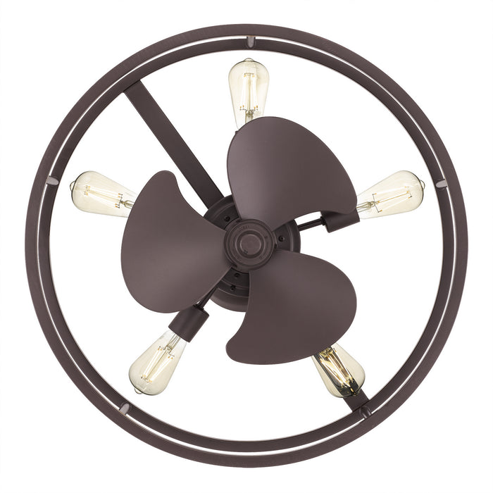 Five Light Fandelier from the New Harbor collection in Western Bronze finish