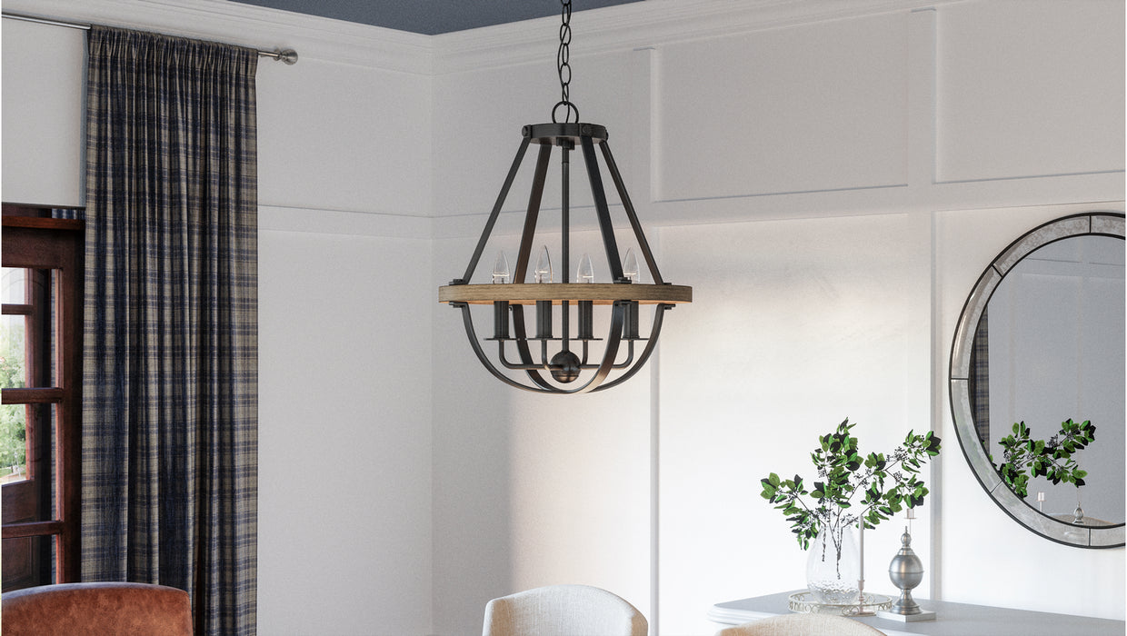 Four Light Pendant from the Bartlett collection in Earth Black finish