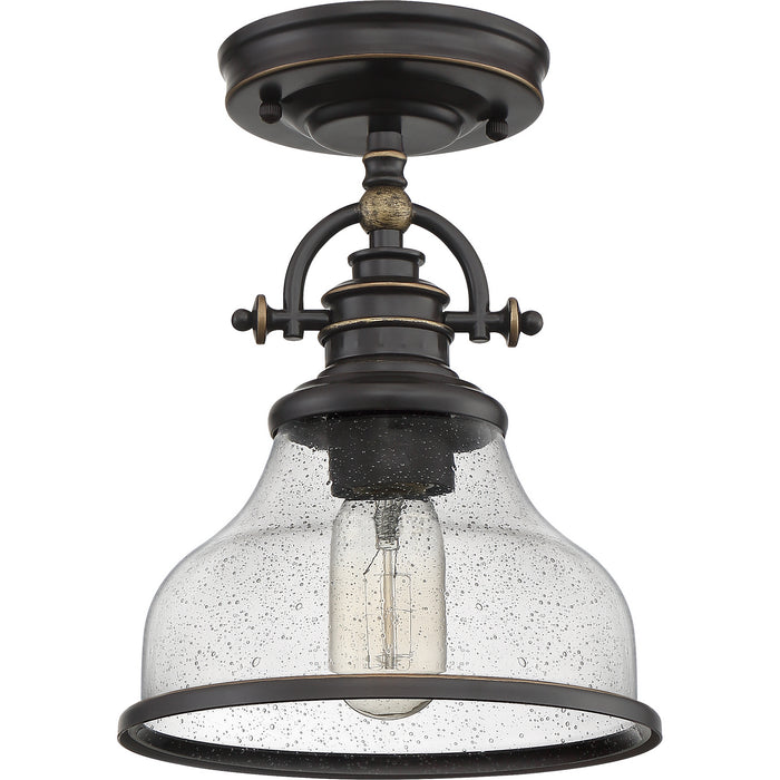 One Light Semi-Flush Mount from the Grant collection in Palladian Bronze finish