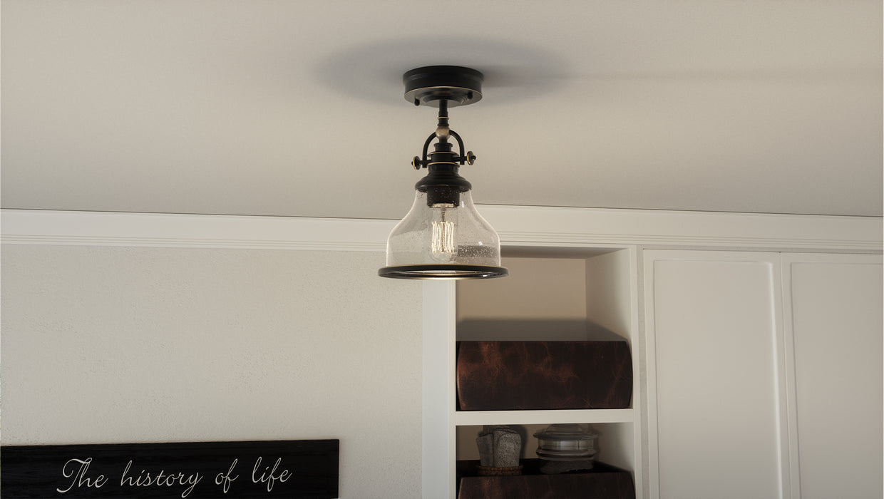 One Light Semi-Flush Mount from the Grant collection in Palladian Bronze finish