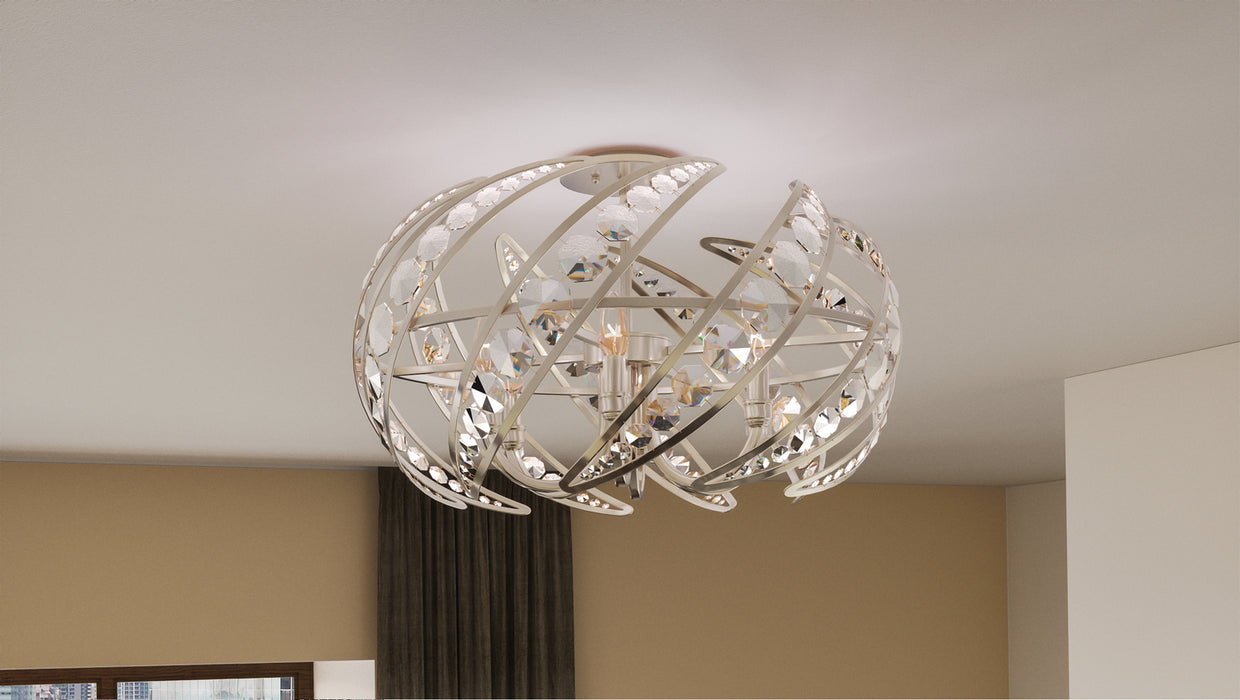 Six Light Semi-Flush Mount from the Crescent collection in Polished Nickel finish