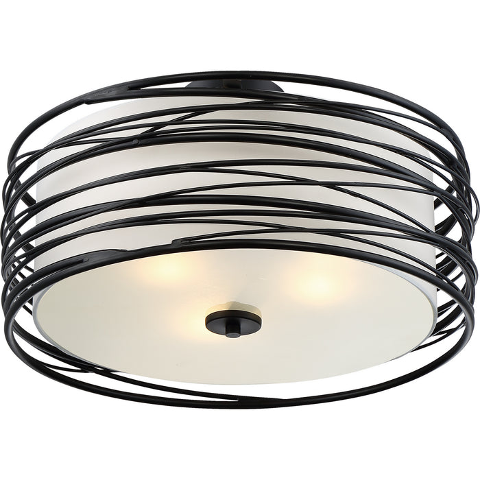 Three Light Semi-Flush Mount from the Spiral collection in Mystic Black finish