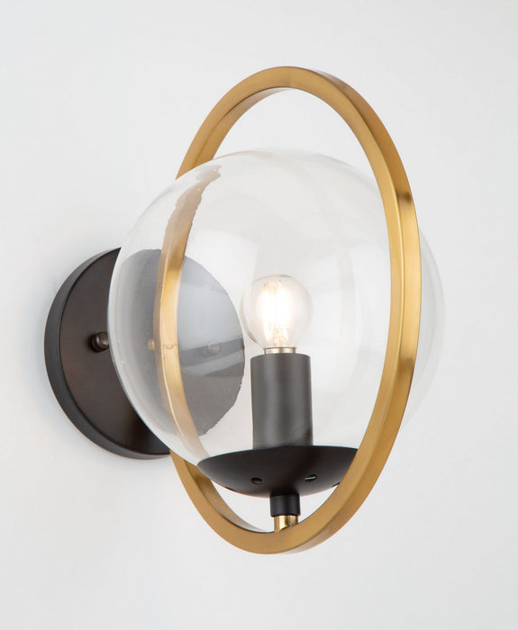 One Light Wall Sconce from the Lugano collection in Black & Vintage Brass finish