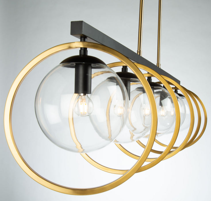 Five Light Island Pendant from the Lugano collection in Black & Vintage Brass finish