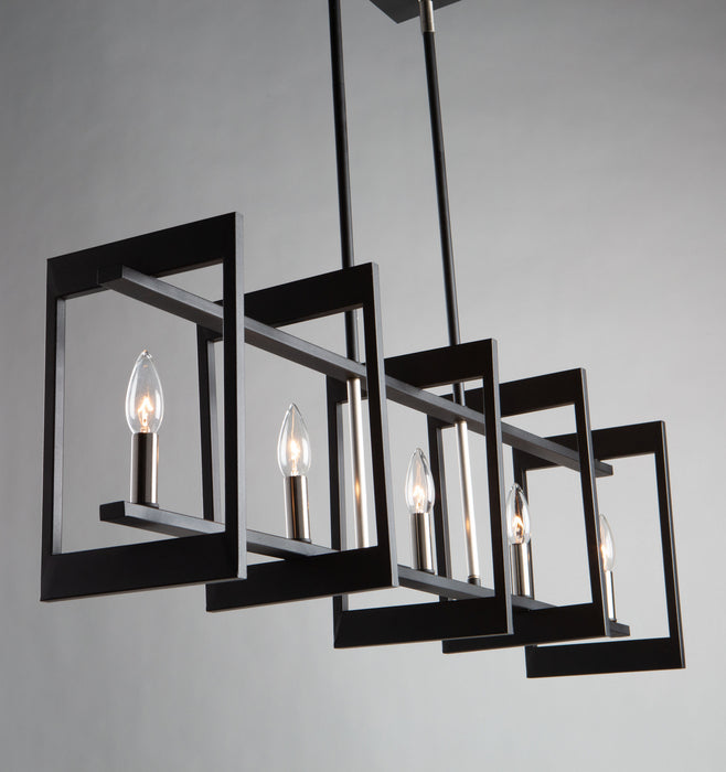 Five Light Island Pendant from the Sutherland collection in Black & Brushed Nickel finish