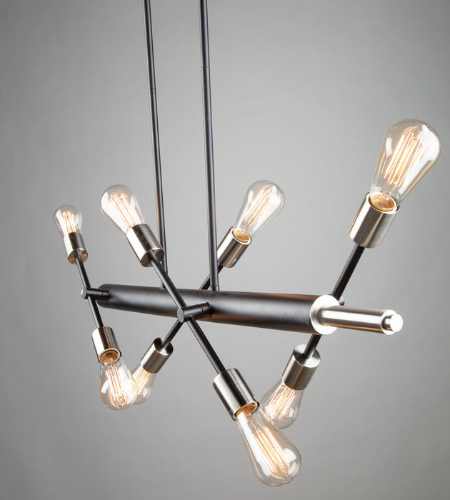 Eight Light Island Pendant from the Truro collection in Black & Brushed Nickel finish