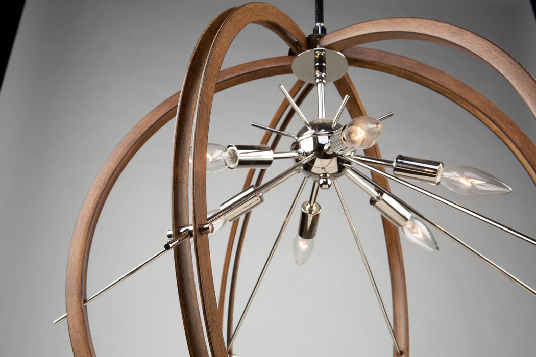 Six Light Semi Flush Mount from the Abbey collection in Faux Wood & Polished Nickel finish
