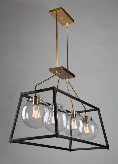 Four Light Island Pendant from the Bridgetown collection in Black & Harvest Brass finish