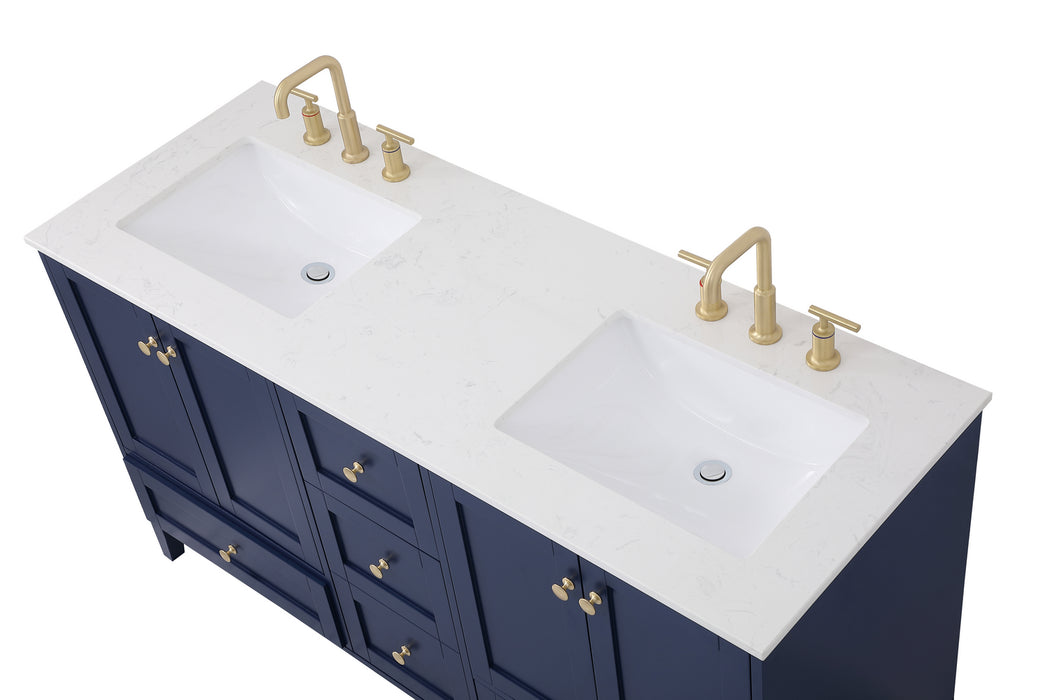 Double Bathroom Vanity from the Sommerville collection in Blue finish