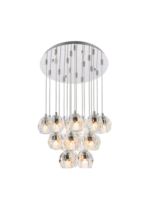 18 Light Pendant from the Eren collection in Chrome finish