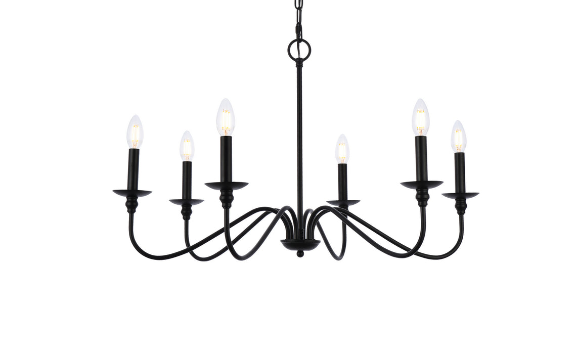 Six Light Chandelier from the Rohan collection in Matte Black finish