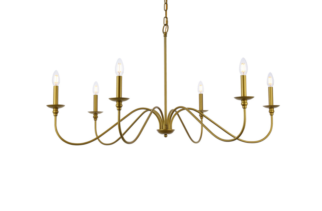 Six Light Chandelier from the Rohan collection in Brass finish