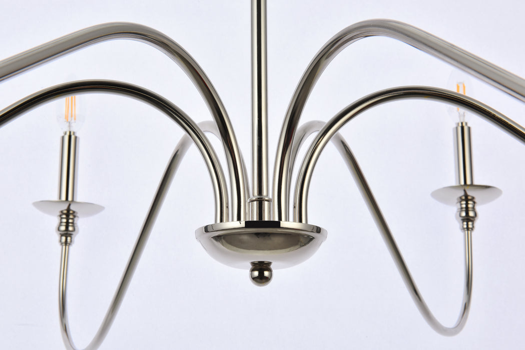 Six Light Chandelier from the Rohan collection in Polished Nickel finish