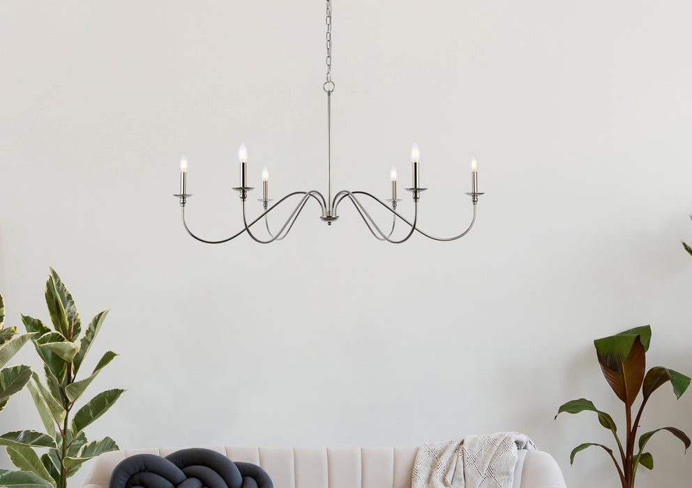 Six Light Chandelier from the Rohan collection in Polished Nickel finish