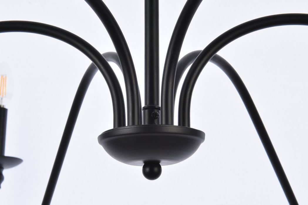 Six Light Chandelier from the Rohan collection in Matte Black finish