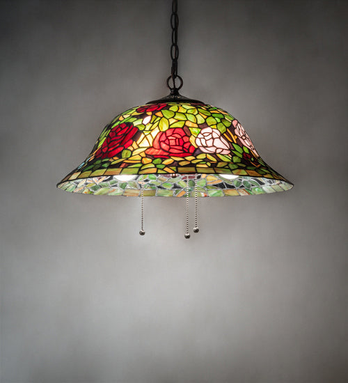 Three Light Pendant from the Tiffany Rosebush collection in Mahogany Bronze finish