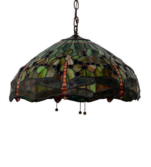 Three Light Pendant from the Tiffany Hanginghead Dragonfly collection in Mahogany Bronze finish