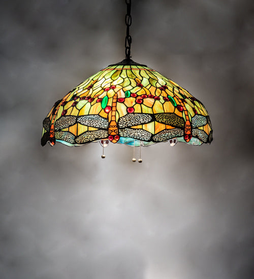 Three Light Pendant from the Tiffany Hanginghead Dragonfly collection in Mahogany Bronze finish