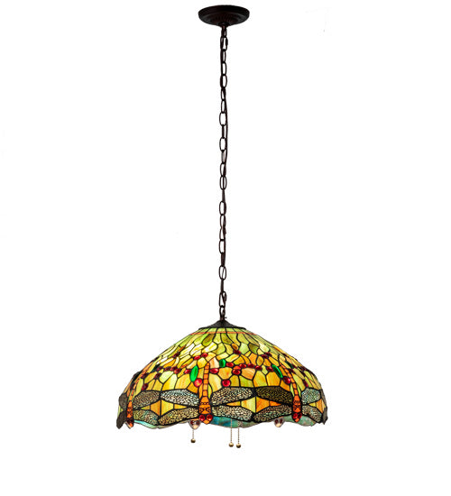 Three Light Pendant from the Tiffany Hanginghead Dragonfly collection in Mahogany Bronze finish