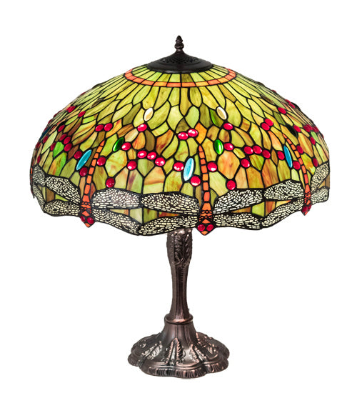 Three Light Table Lamp from the Tiffany Hanginghead Dragonfly collection in Mahogany Bronze finish