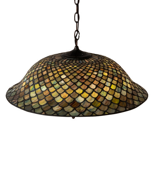 Three Light Pendant from the Tiffany Fishscale collection in Mahogany Bronze finish