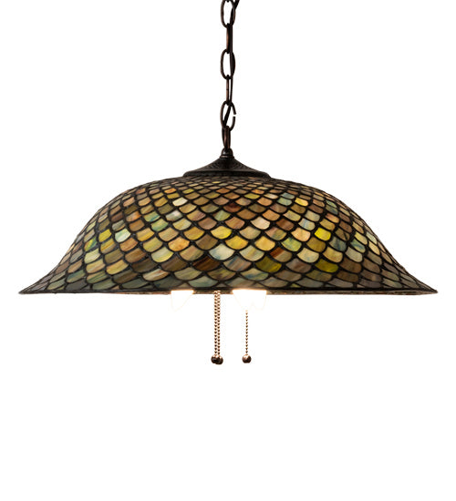 Three Light Pendant from the Tiffany Fishscale collection in Mahogany Bronze finish