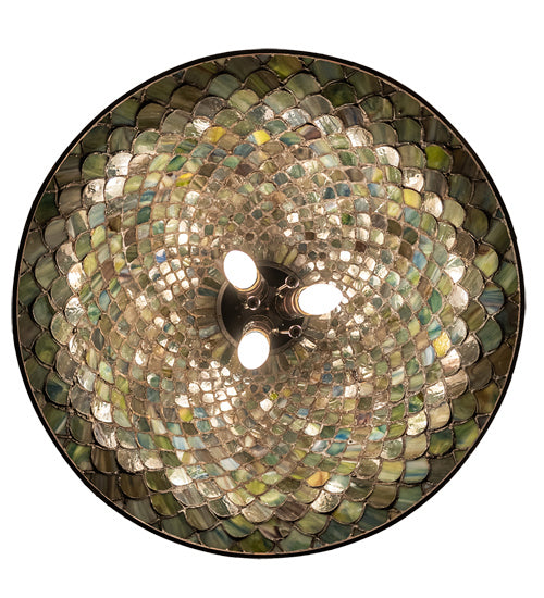 Three Light Pendant from the Tiffany Fishscale collection in Mahogany Bronze finish