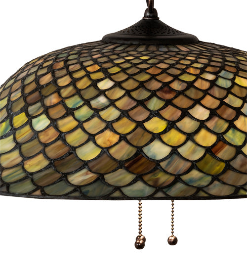 Three Light Pendant from the Tiffany Fishscale collection in Mahogany Bronze finish