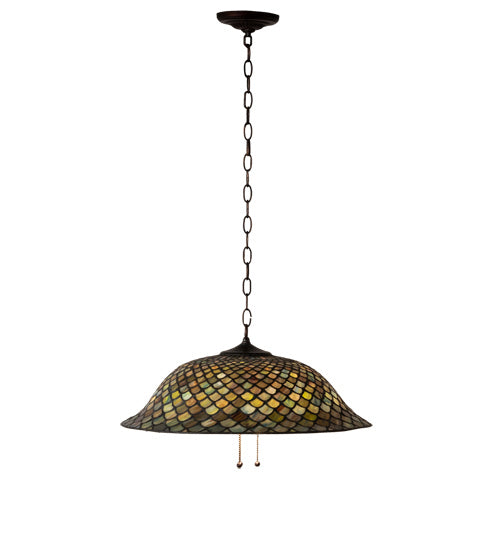 Three Light Pendant from the Tiffany Fishscale collection in Mahogany Bronze finish