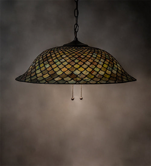 Three Light Pendant from the Tiffany Fishscale collection in Mahogany Bronze finish