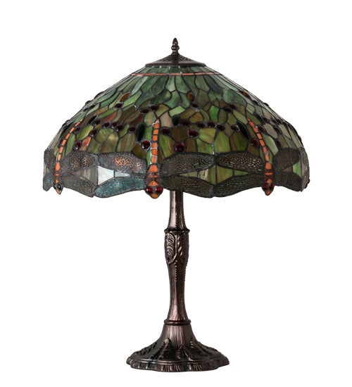 Three Light Table Lamp from the Tiffany Hanginghead Dragonfly collection in Mahogany Bronze finish