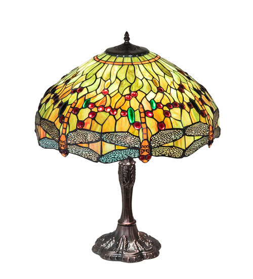 Three Light Table Lamp from the Tiffany Hanginghead Dragonfly collection in Mahogany Bronze finish