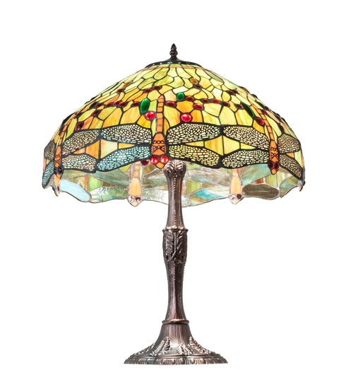 Three Light Table Lamp from the Tiffany Hanginghead Dragonfly collection in Mahogany Bronze finish
