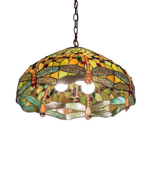 Three Light Pendant from the Tiffany Hanginghead Dragonfly collection in Mahogany Bronze finish