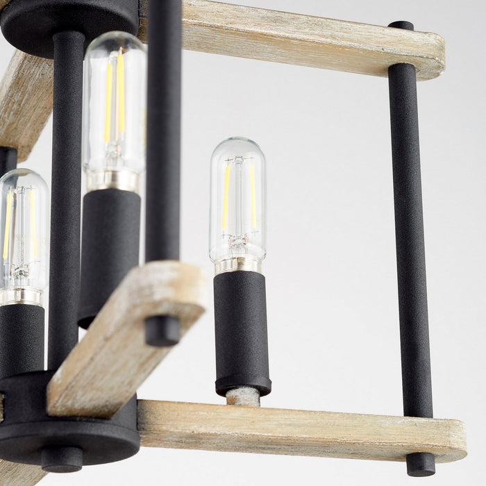 Four Light Dual Mount from the Silva collection in Noir w/ Weathered Oak Finish finish