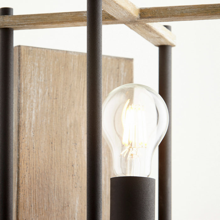 One Light Wall Mount from the Silva collection in Noir w/ Weathered Oak Finish finish