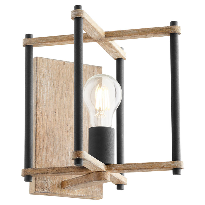 One Light Wall Mount from the Silva collection in Noir w/ Weathered Oak Finish finish