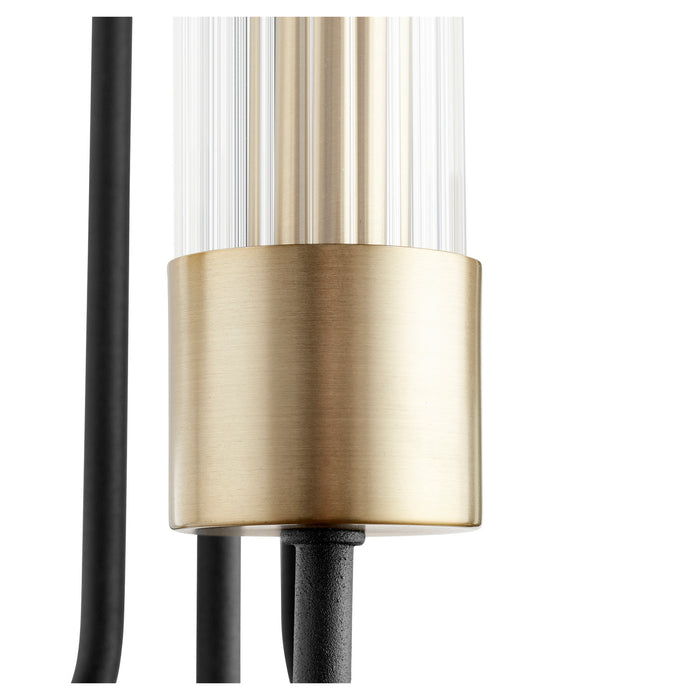 Three Light Wall Mount from the Helix collection in Noir w/ Aged Brass finish