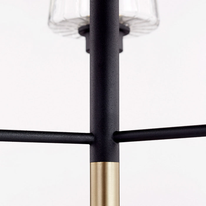 Three Light Chandelier from the Dalia collection in Noir w/ Aged Brass finish