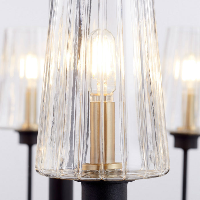 Eight Light Chandelier from the Dalia collection in Noir w/ Aged Brass finish