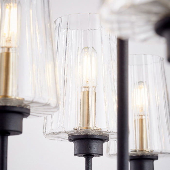 Eight Light Chandelier from the Dalia collection in Noir w/ Aged Brass finish