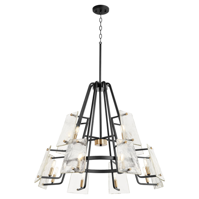 12 Light Chandelier from the Tioga collection in Noir w/ Aged Brass finish