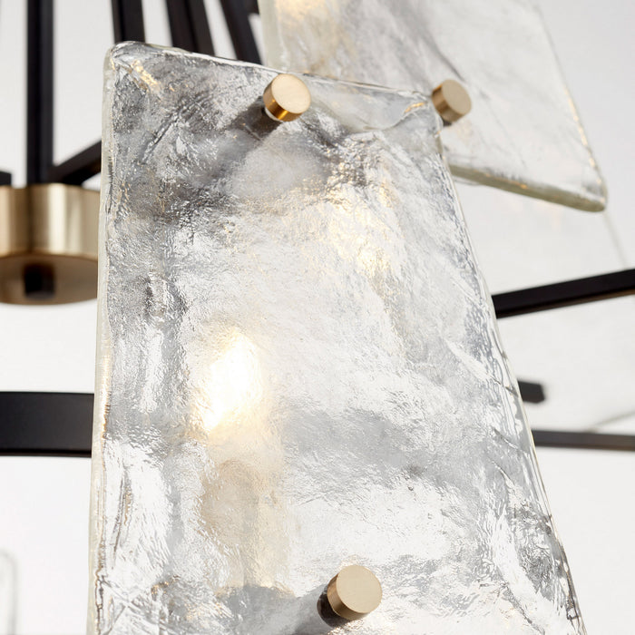 12 Light Chandelier from the Tioga collection in Noir w/ Aged Brass finish