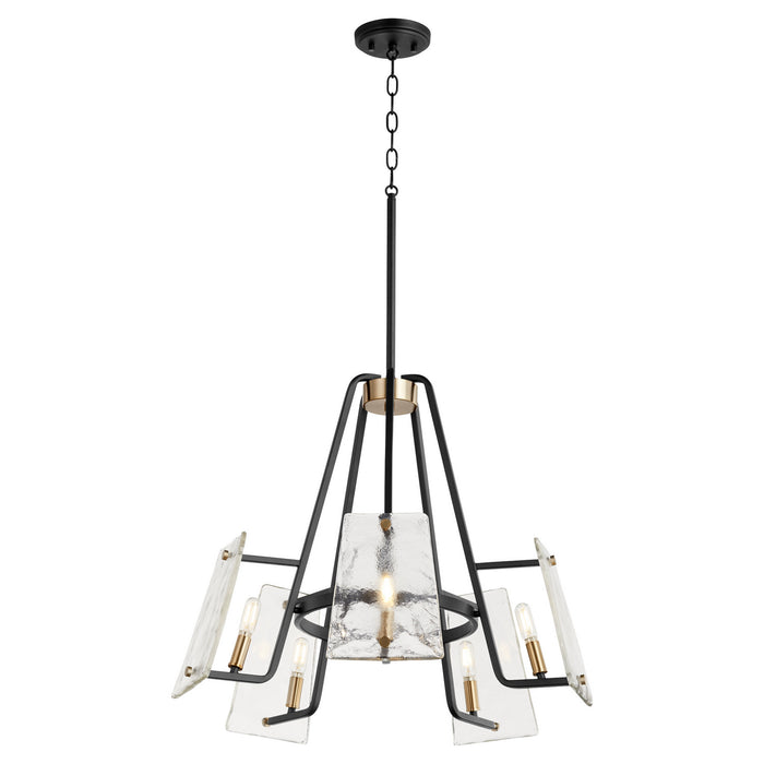 Five Light Chandelier from the Tioga collection in Noir w/ Aged Brass finish