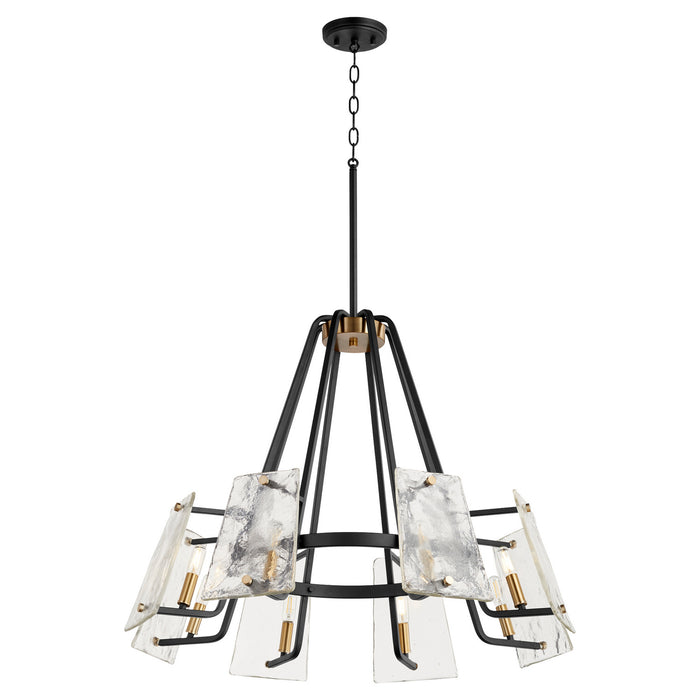 Eight Light Chandelier from the Tioga collection in Noir w/ Aged Brass finish