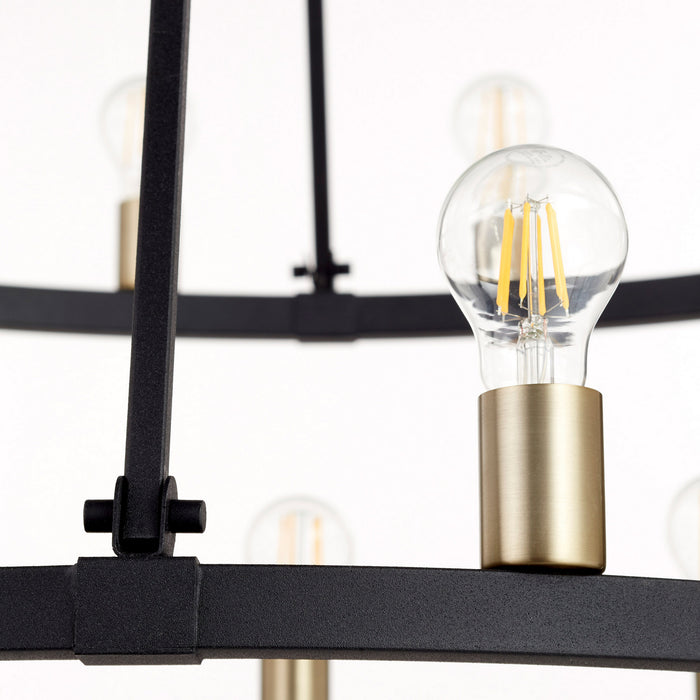 24 Light Chandelier from the Paxton collection in Noir w/ Aged Brass finish