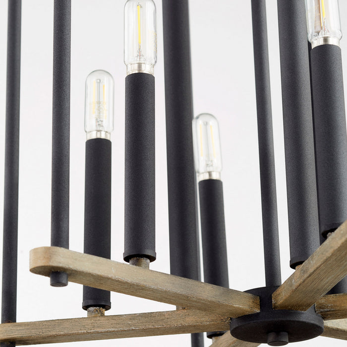 Nine Light Entry from the Silva collection in Noir w/ Weathered Oak Finish finish