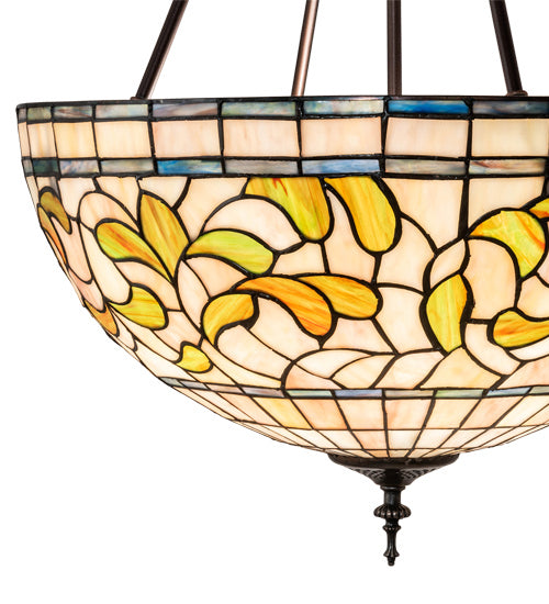 Three Light Pendant from the Tiffany Turning Leaf collection in Mahogany Bronze finish